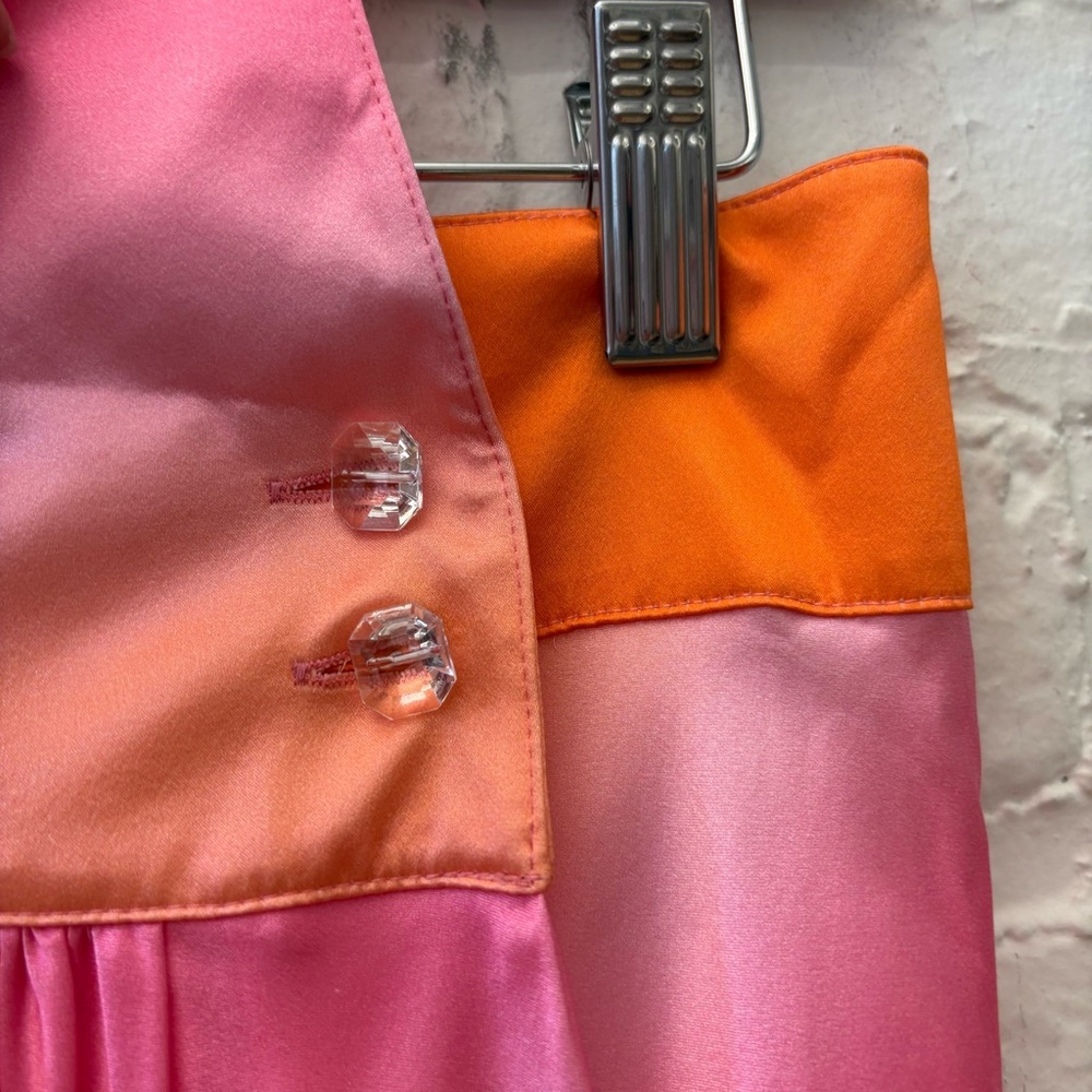 Dannijo || Silk Dye Midi Skirt Pink Orange Small - Picture 5 of 10